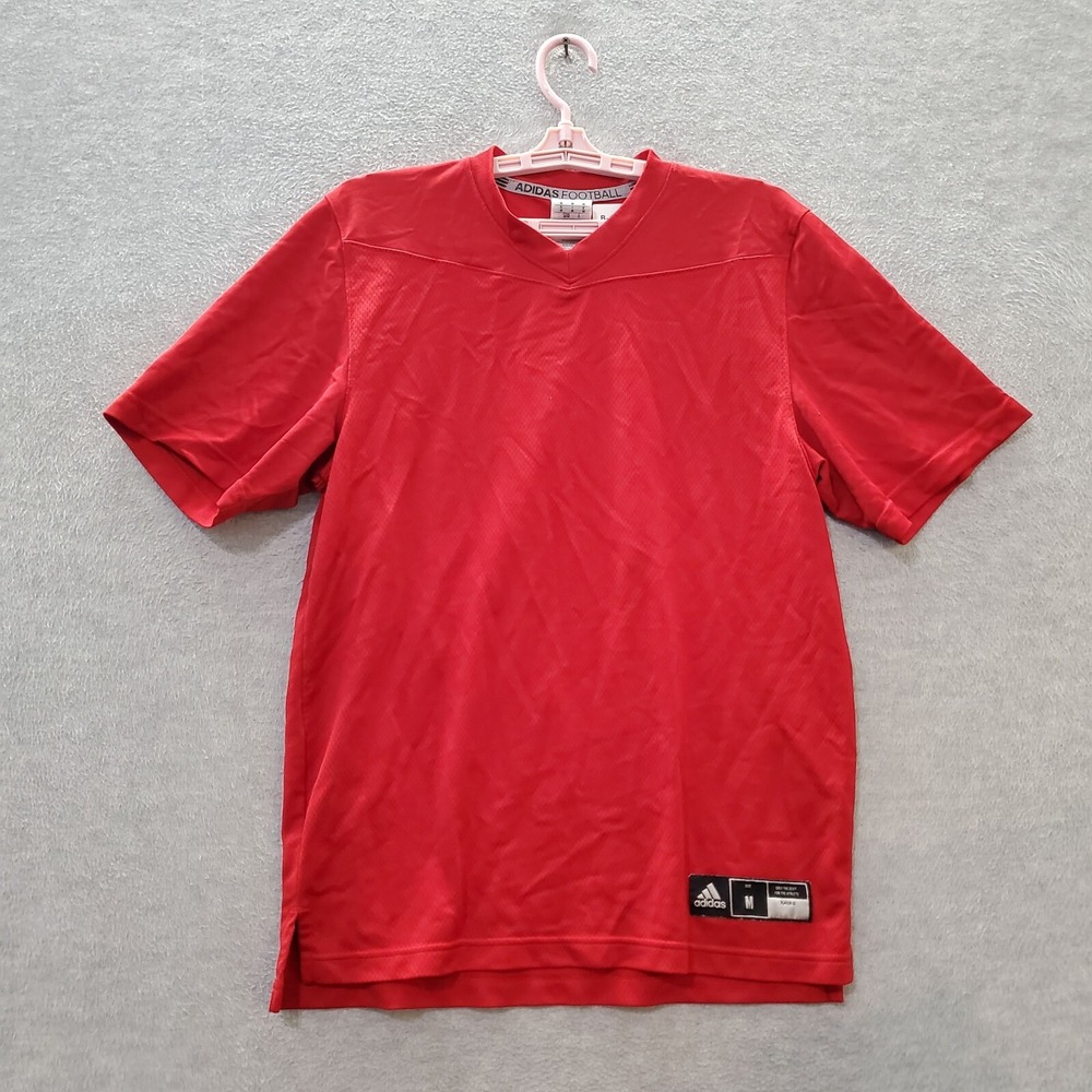 Adidas Men Activewear Shirt Medium Red Football Jersey V Neck Tee